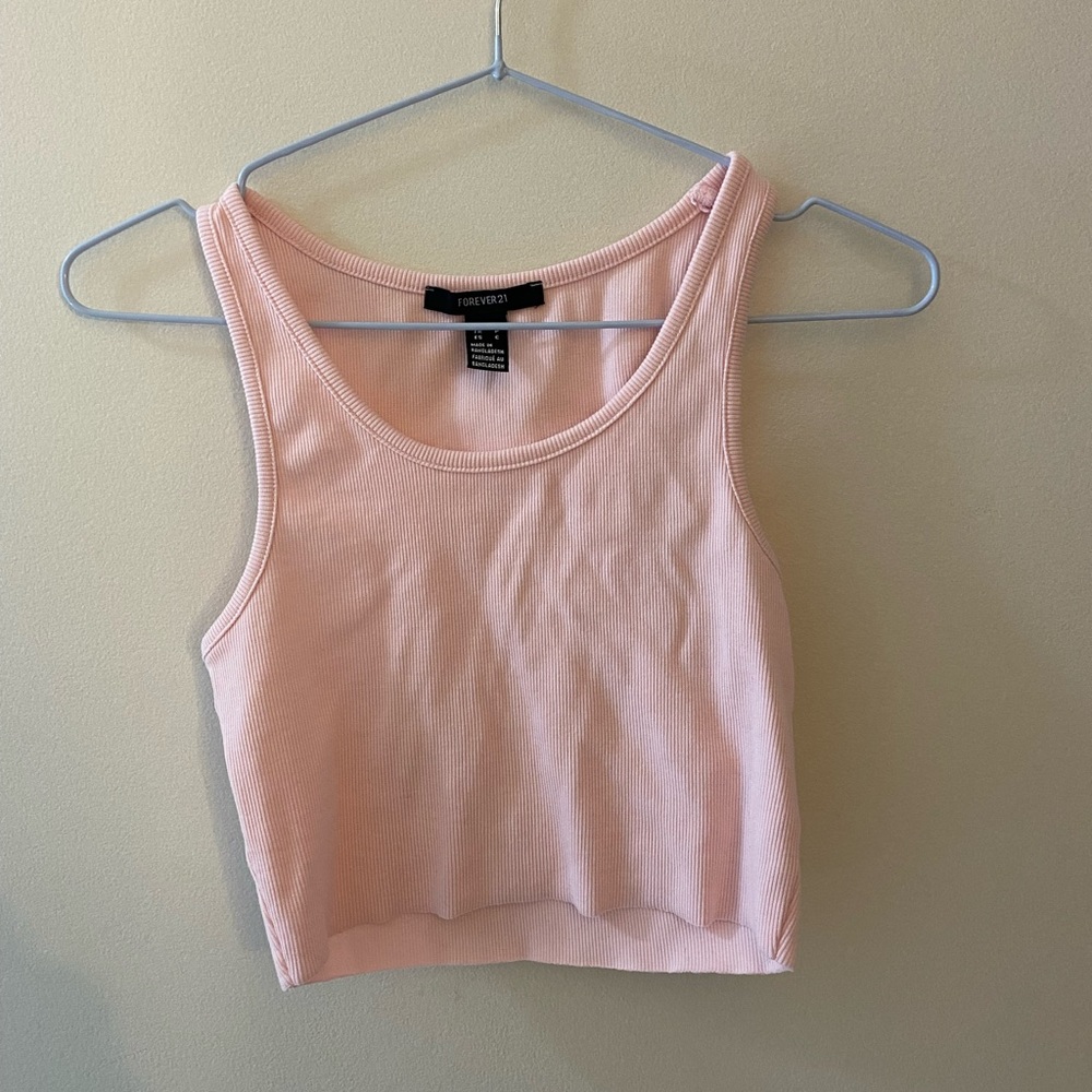 Forever 21 Pink Ribbed Tank Top